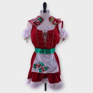 LEG AVENUE Y2K Sexy Candy Cane Mrs. Claus Santa Elf Costume Red Size Small